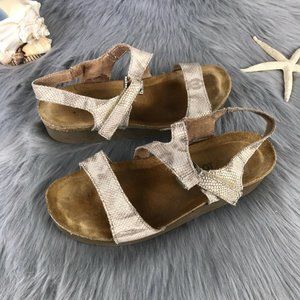 NAOT Beige Tan Faux Snakeskin Python Open Toe 37 6